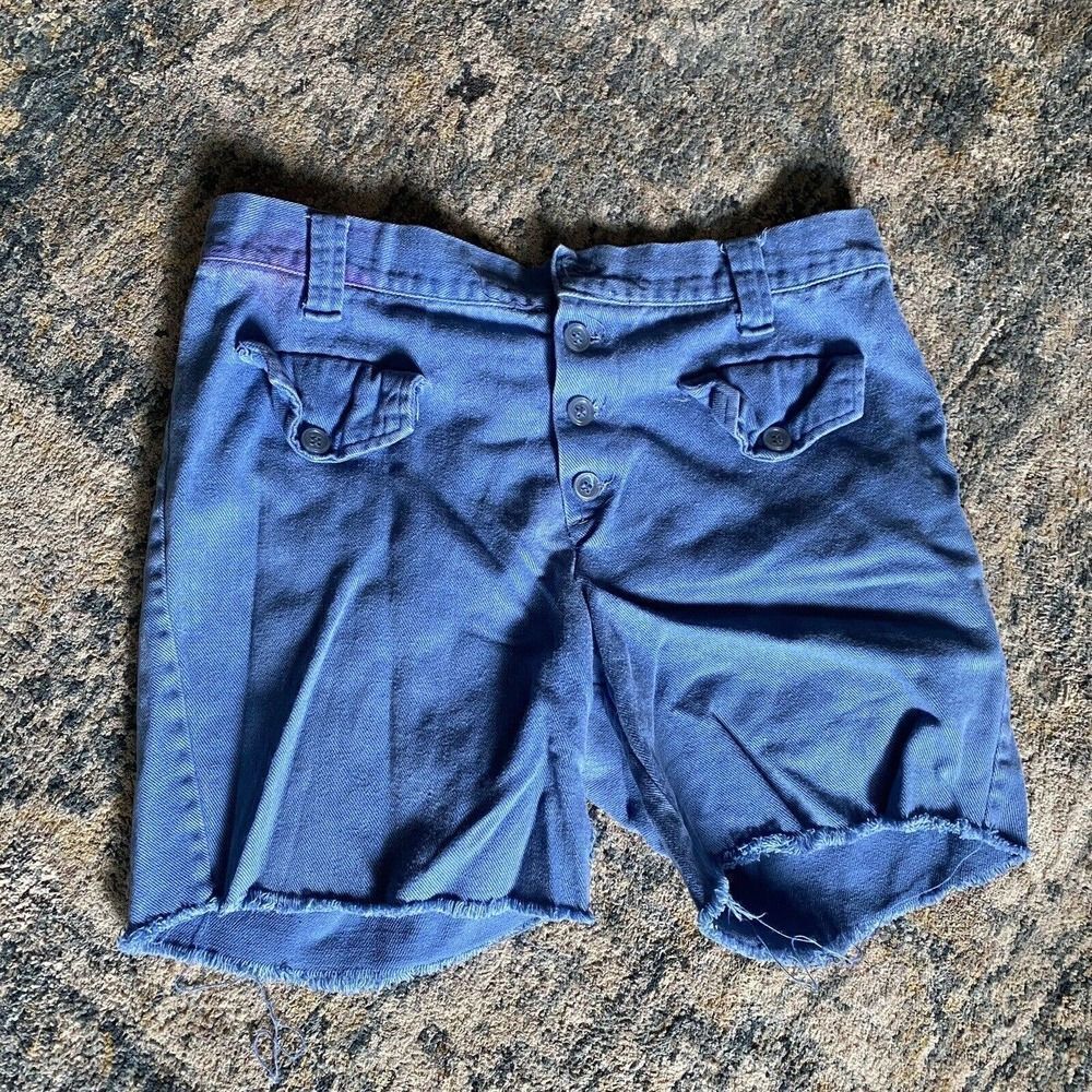 Vintage 70s Canvas Jean Shorts Daisy Dukes 28 Waist 5"Inseam Stains Missing But